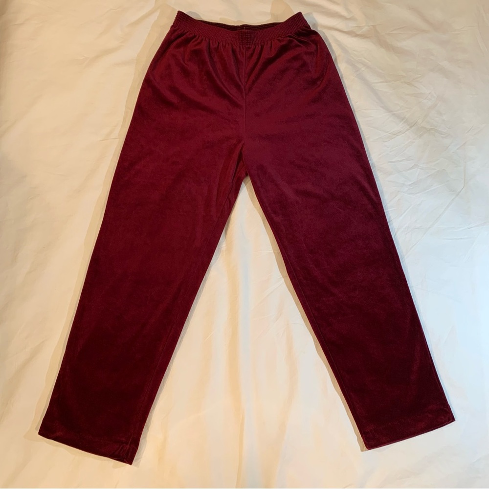 TanJay Wine Color Velour Lounge Pants Women’s Size Petite Small